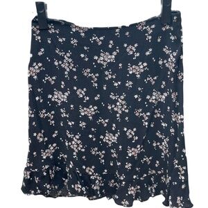 ❤️ ABERCROMBIE & FINCH BLACK FLORAL MINI RUFFLE SKIRT SIZE SMALL